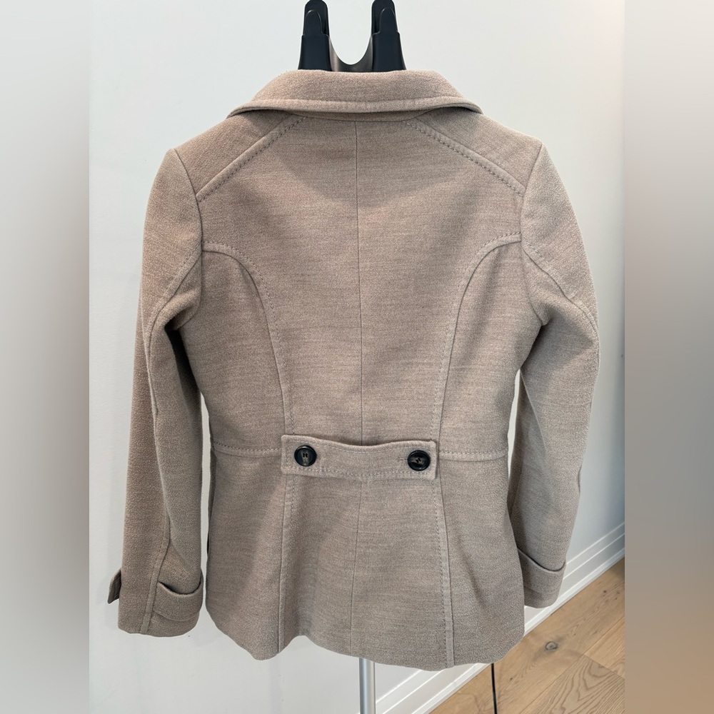 H&M Beige Double-Breasted Peacoat size 8 - Picture 3 of 8